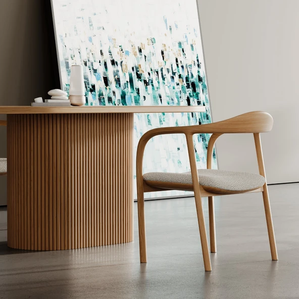 Apolena Oval Ahşap Yemek Masası 80x160 - Resim 5