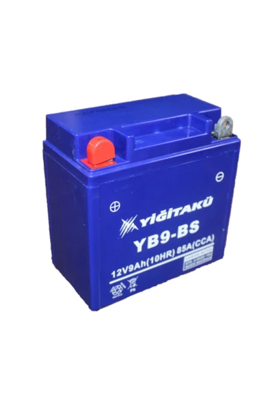 Yiğit Akü 12 V 9 Ah Yb9-Bs (Mf) Motorsiklet Aküsü (Akü Boyut Ölçüleri 13,7*7,6*13,4 Cm )