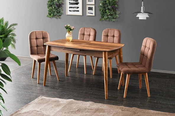 Ludovica Fransız Retro Still Açılır Ceviz Yemek Masası 90x170 - Resim 3