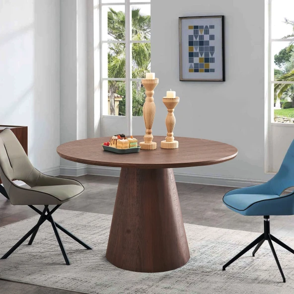 Hemera Ceviz Ahşap Yemek Masası 120x120 - Resim 4