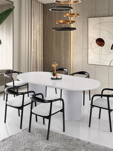 Liora İskandinav Oval Natural Ahşap Bohem Masa 90x200 ürün görseli