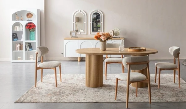 Horizon İskandinav Oval Natural Ahşap Bohem Masa 80x190 - Resim 7