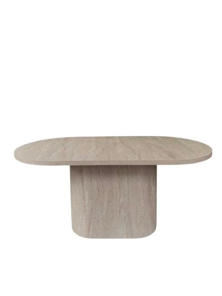 Lucca Oval Traverten Masa, 90x170 - Resim 3