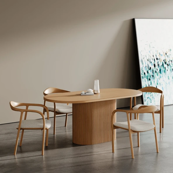 Apolena Oval Ahşap Yemek Masası 80x160 - Resim 4