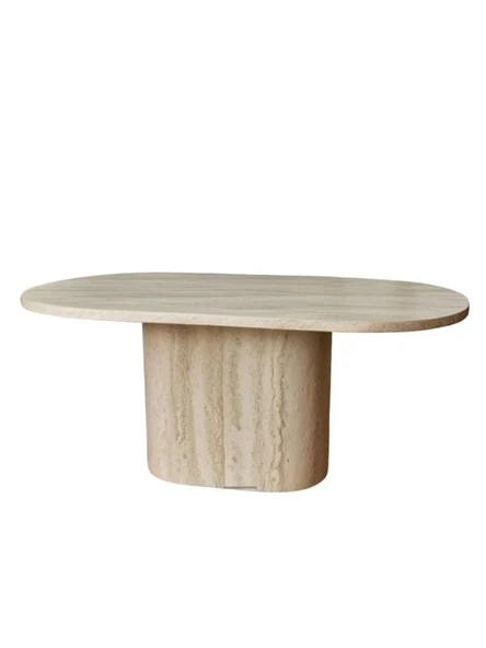 Lucca Oval Traverten Masa, 90x170 - Resim 5