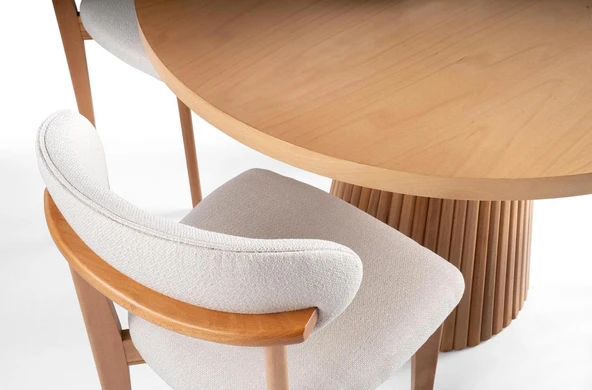 Milas Natural Ahşap Bohem Yemek Masası 120x120 - Resim 12