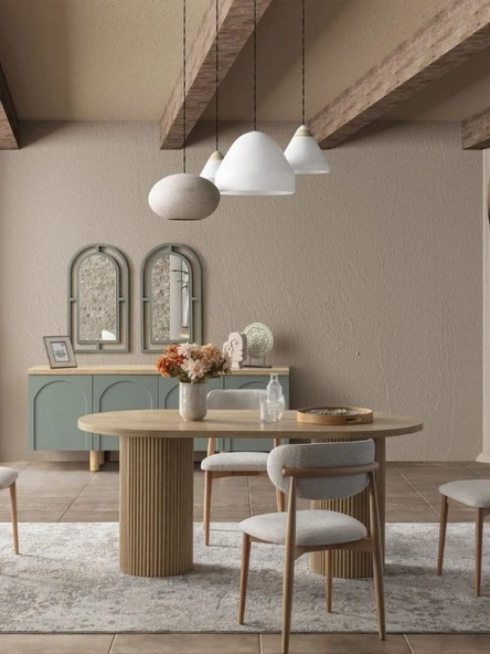 Echo İskandinav Oval Natural Ahşap Bohem Masa 90x160 ürün görseli