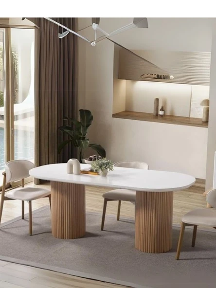 Echo İskandinav Oval Natural Ahşap Bohem Masa 90x160 - Resim 8