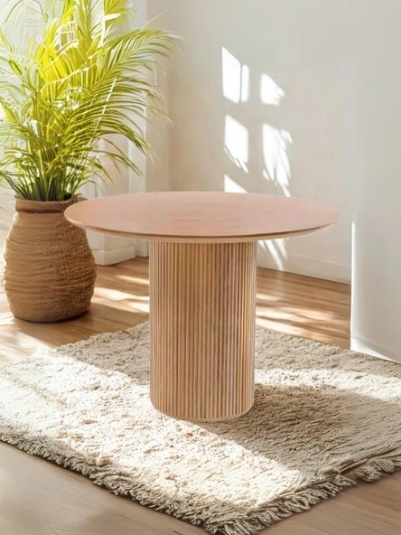 Vintage Yuvarlak Ahşap Bohem Masa 120x120 ürün görseli 1