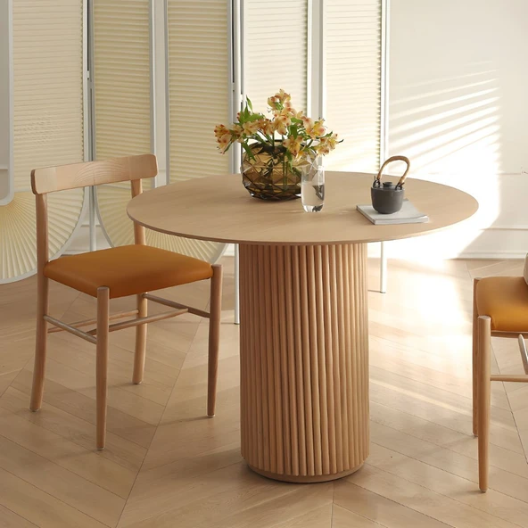 Breeze Yuvarlak Ahşap Bohem Masa 100x100 - Resim 10