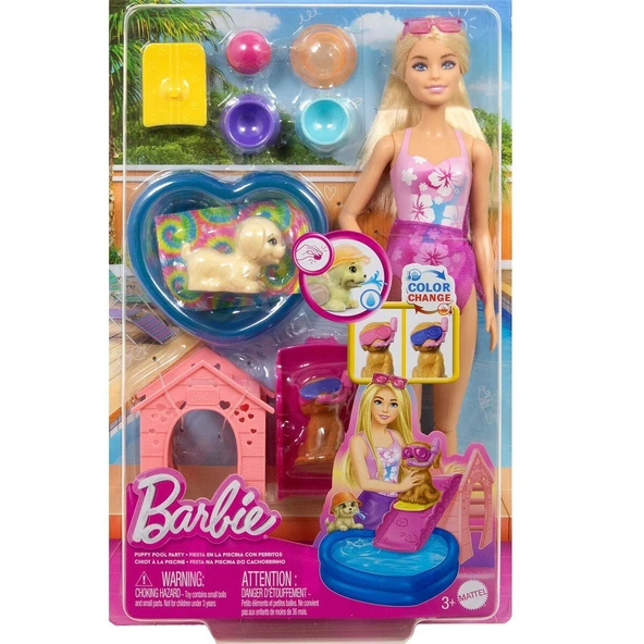 JBF35 Barbie Köpekçikle Havuz Partisi Oyun Seti ürün görseli