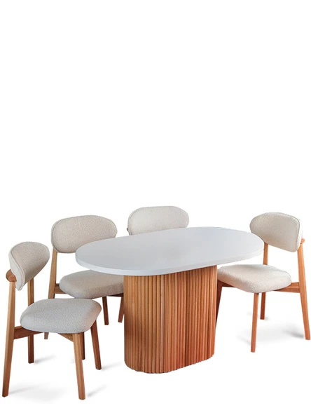 Luna Oval Natural Ahşap Bohem Masa 80x150 - Resim 11