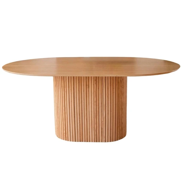 Luna Oval Natural Ahşap Bohem Masa 80x150 - Resim 4