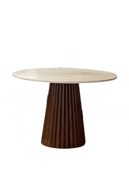 Acantus Traverten Ahşap Yemek Masası 110x110 - 2