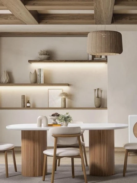 Gaia İskandinav Oval Natural Ahşap Bohem Masa 80x180 - Resim 2