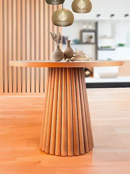 Acantus Natural Ahşap Yemek Masası 110x110 - Resim 8