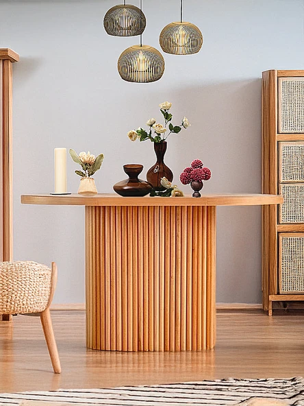 Orion Oval Natural Ahşap Bohem Masa 80x130 ürün görseli