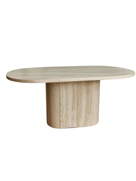 Lucca Oval Traverten Masa, 90x170 - Resim 4