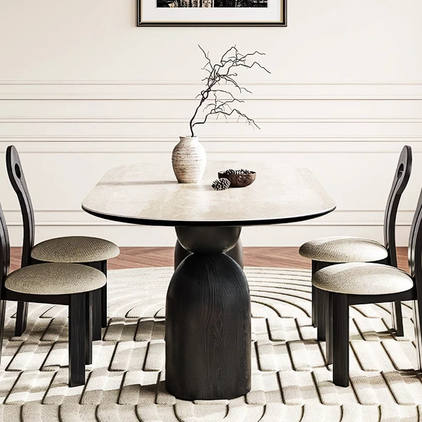 İmperial İtalyan Still Oval Traverten Yemek Masası 90x190 - Resim 10