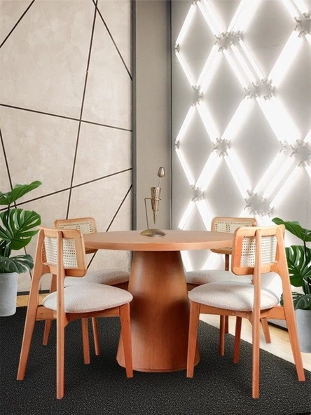 Pissa Natural Ahşap Yemek Masası 100x100 ürün görseli