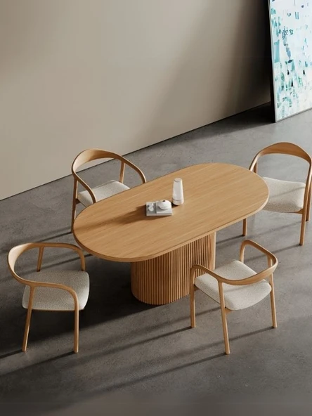 Apolena Oval Ahşap Yemek Masası 80x160 ürün görseli