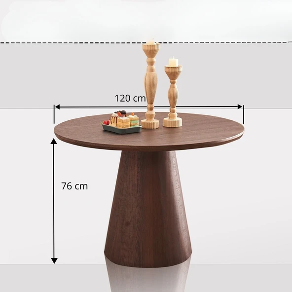 Hemera Ceviz Ahşap Yemek Masası 120x120 - Resim 7