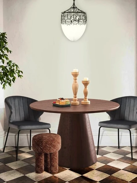 Hemera Ceviz Ahşap Yemek Masası 120x120 ürün görseli