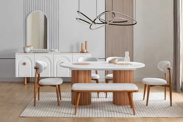 Sierra İskandinav Oval Natural Ahşap Bohem Masa 90x180 - Resim 2