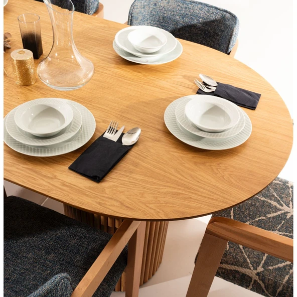 Sierra İskandinav Oval Natural Ahşap Bohem Masa 90x180 - Resim 7