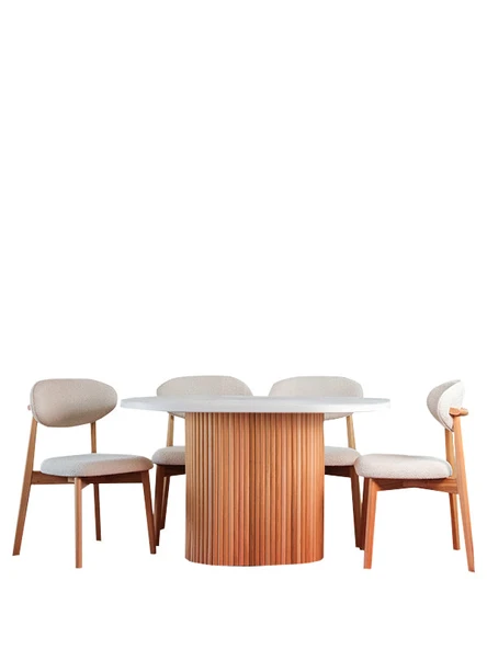 Luna Oval Natural Ahşap Bohem Masa 80x150 - Resim 10