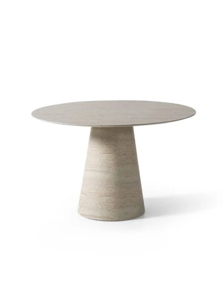 Lucca Yuvarlak Traverten Masa, Konik 120x120 ürün görseli 1