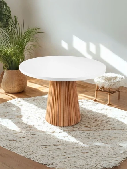 Milas Natural Ahşap Bohem Yemek Masası 110x110 - Resim 4