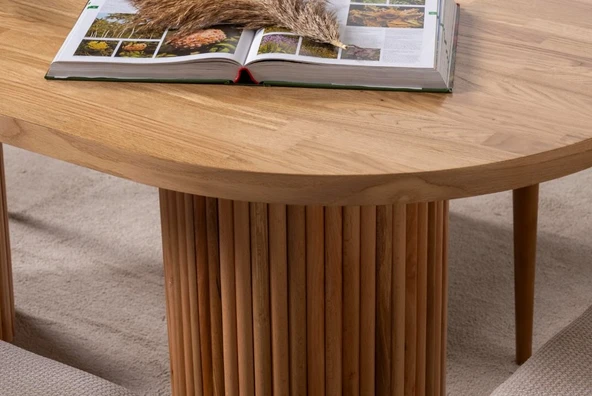 Gaia İskandinav Oval Natural Ahşap Bohem Masa 80x180 - Resim 11