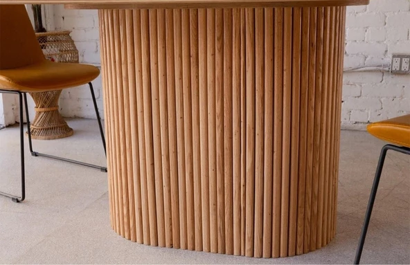 Luna Oval Natural Ahşap Bohem Masa 80x150 - Resim 5