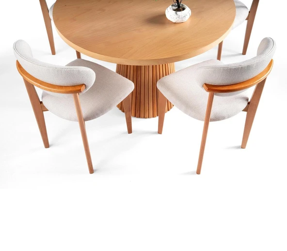 Milas Natural Ahşap Bohem Yemek Masası 120x120 - Resim 11