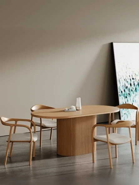 Apolena Oval Ahşap Yemek Masası 80x160 - Resim 2