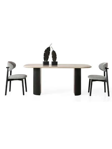 Zeno Oval Ahşap Bohem Yemek Masası 90x180 - Resim 2