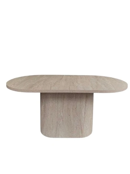 Lucca Oval Traverten Masa, 90x170 - Resim 2