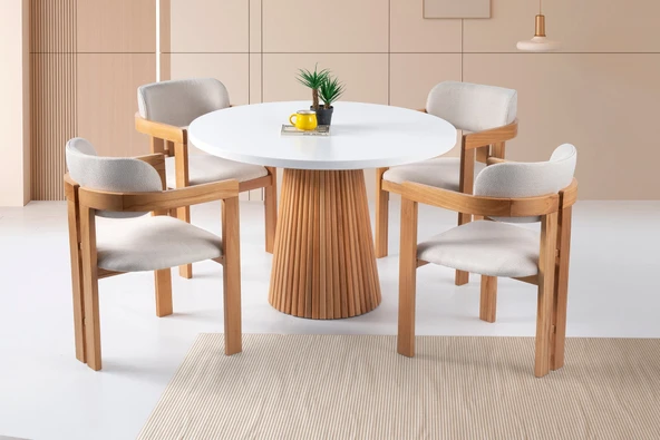 Milas Natural Ahşap Bohem Yemek Masası 90x90 - Resim 3