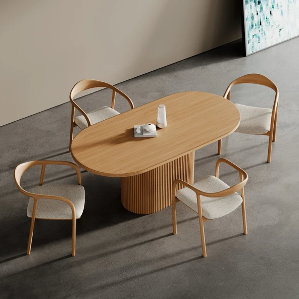 Apolena Oval Ahşap Yemek Masası 80x160 - Resim 3