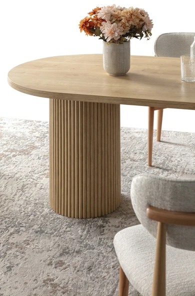 Echo İskandinav Oval Natural Ahşap Bohem Masa 90x160 - Resim 5