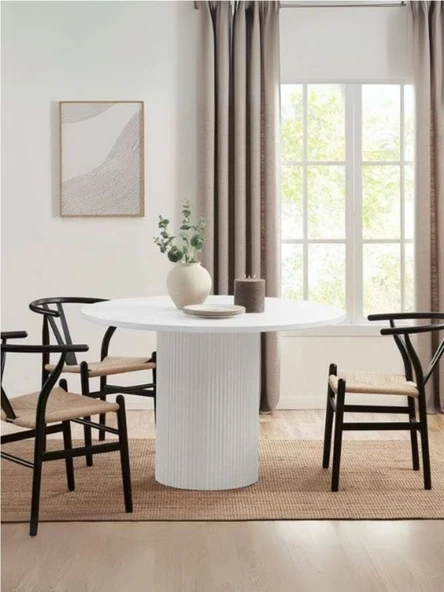 Breeze Yuvarlak Ahşap Bohem Masa 130x130 - Resim 2