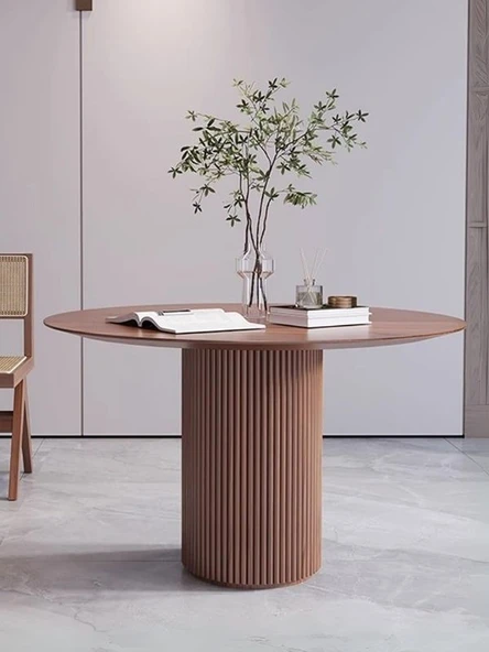 Breeze Yuvarlak Ahşap Bohem Masa 110x110 ürün görseli