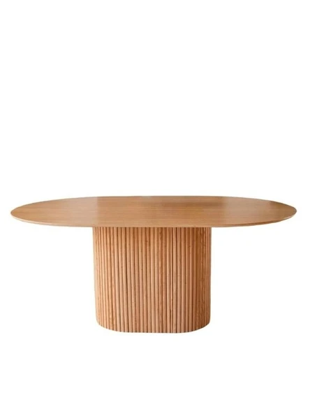 Luna Oval Natural Ahşap Bohem Masa 80x150 - Resim 2