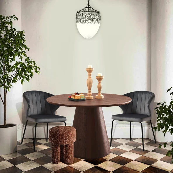 Hemera Ceviz Ahşap Yemek Masası 120x120 - Resim 3