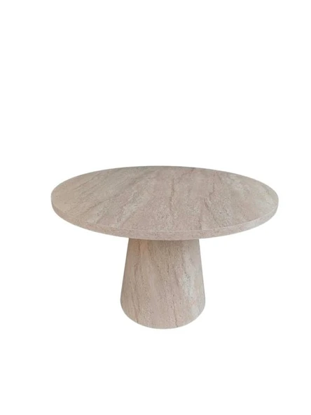 Lucca Yuvarlak Traverten Masa, Konik 110x110 - Resim 3