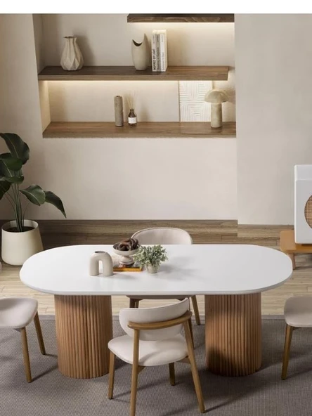 Gaia İskandinav Oval Natural Ahşap Bohem Masa 80x180 ürün görseli