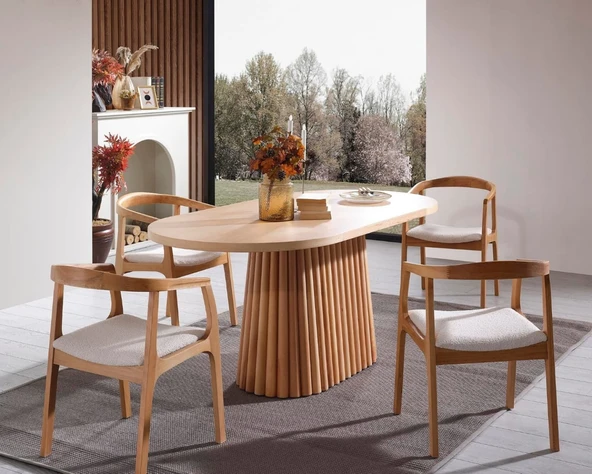 Savana Oval Ahşap Bohem Yemek Masası 90x170 - Resim 5