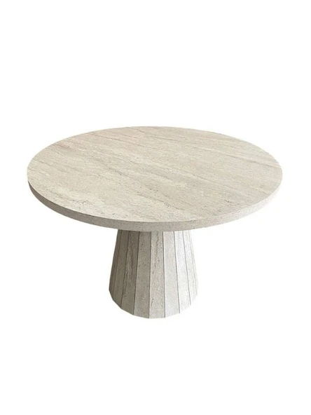 Lucca Piramit Yuvarlak Traverten Masa, 100x100 - Resim 2
