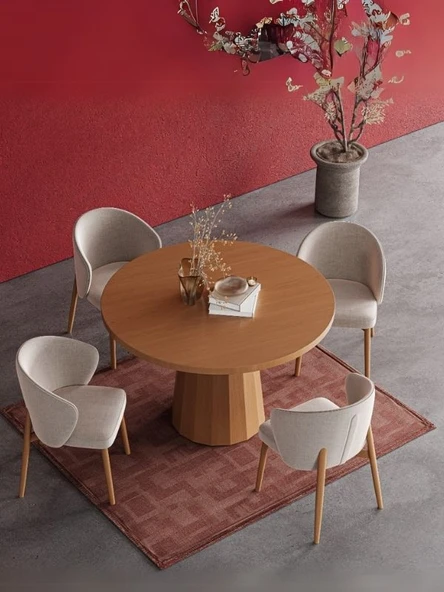 Odessa İskandinav Doğal Ahşap Mutfak Masası 100x100 - Resim 2